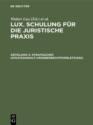 cover image of Strafsachen (Staatsanwalt–Urheberrechtsverletzung)